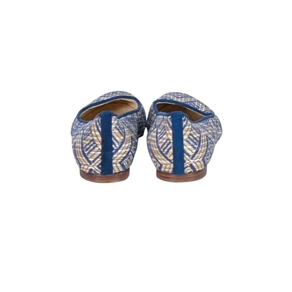Stuart Weitzman - Beige & Blue Print Flats Sz 9.5